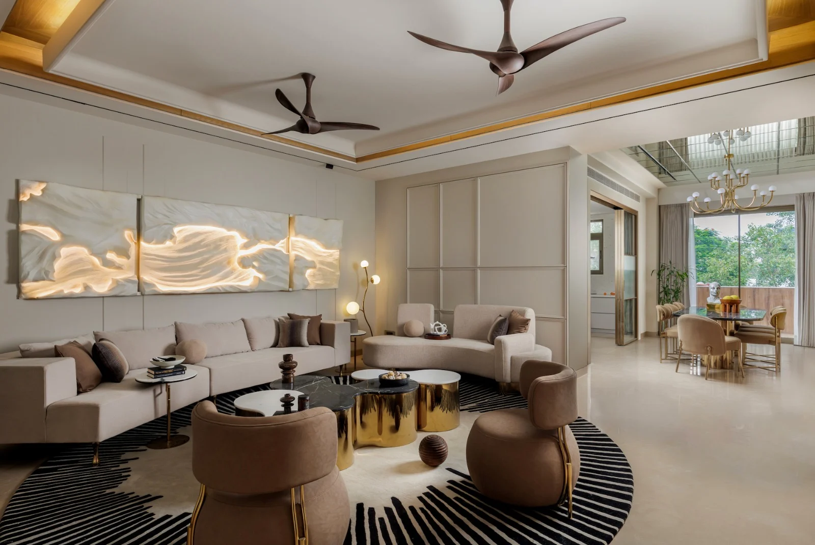 A-23 Nirman Vihar living room and dining area